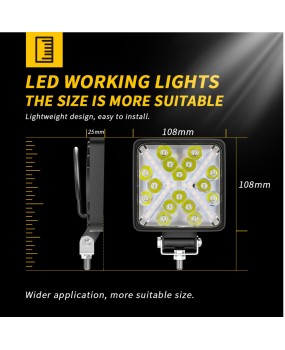 DXZ Automotive LED Work Light Driving Light 4-inch Square 16LED with DRL Angel Eye X-shaped Aperture Modified Light