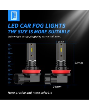 DXZ cross-border new car LED fog lights H8 H9 H11 30W 1860 light source LED headlights anti fog lights