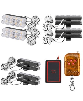 DXZ wireless remote control 4pcs one to four LED car grille flashing warning light grille clip light 4 * 4LED