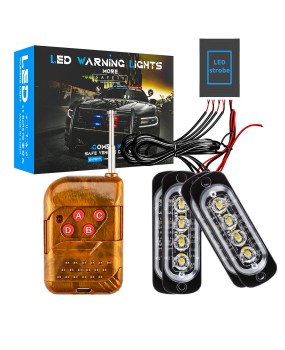 DXZ car LED grille light one to four 4LED flashing daytime running light wireless remote control multiple modes red and blue