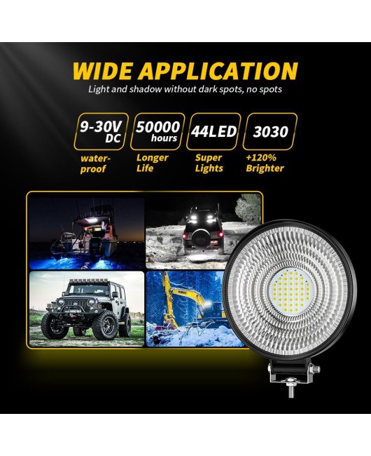 DXZ Automotive LED Work Light 4-inch 44LED Circular Flood Work Light Off road Outdoor Auxiliary Lighting