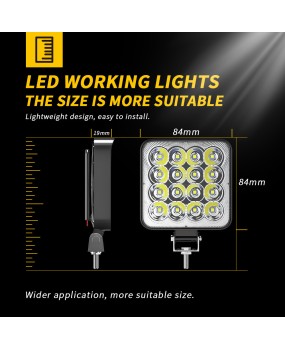 DXZ car LED work light mini model square reflector cup 16 light 48W auxiliary light headlight modification