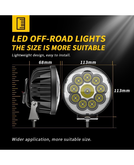 DXZ 4-inch circular car LED work light spotlight driving light 9-30V with wiring harness off-road spotlight set