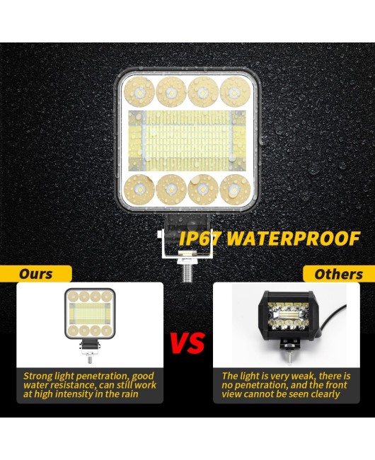 DXZ 2pcs square 4-inch automotive LED work light floodlight spotlight driving light illumination spotlight harness set