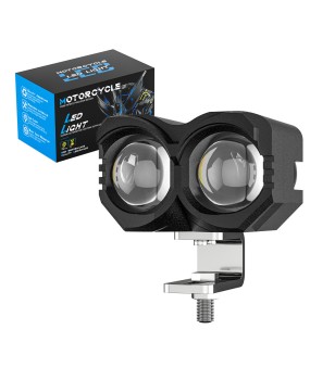 DXZ motorcycle spotlight 12-80V owl 2 lights 20W dual color small steel cannon electric vehicle LED headlights high and low beams