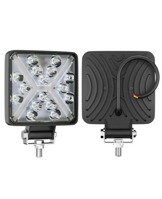 DXZ Automotive LED Work Light Driving Light 4-inch Square 16LED with DRL Angel Eye X-shaped Aperture Modified Light