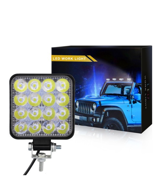 DXZ Automotive LED Work Light Mini Square 16 Light 48W Driver Assistance Light Modified Headlamp Head