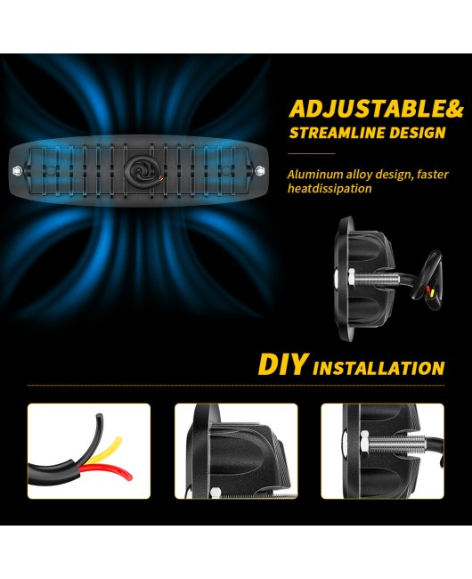 DXZ Automotive LED Work Light One line Embedded 48W Dual Color Flashing Auxiliary Light LED Off Road Vehicle Spotlight