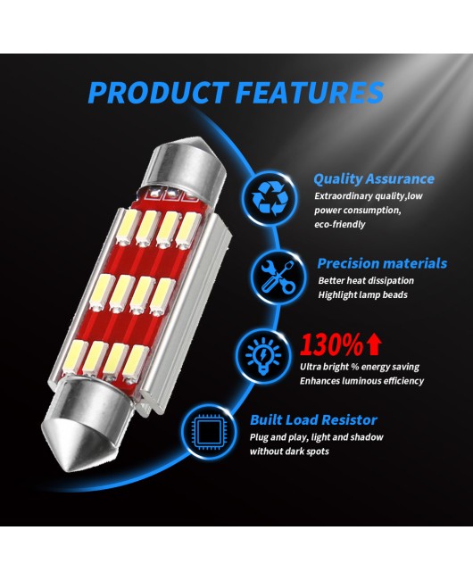 DXZ canbus decoding double pointed 4014 12SMD 31M 36MM 39MM 41MM roof light license plate light