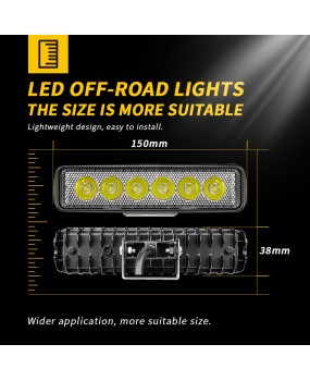 DXZ car LED work light, straight 6-inch 6-light 18W spotlight, excavator engineering vehicle reverse light spotlight