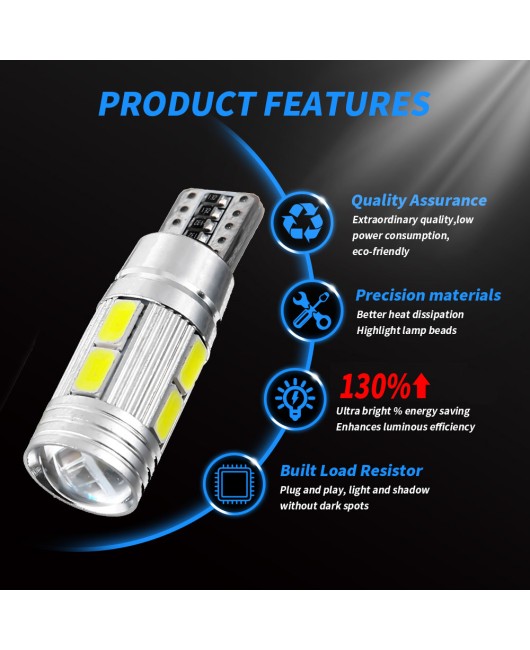 DXZ factory direct sales T10 width indicator light canbus T10 5630 10SMD W5W automotive LED bulb