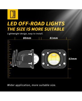 DXZ new embedded white and yellow dual color LED spotlights for cars, LED work lights for modification, fog lights, off-road driving lights