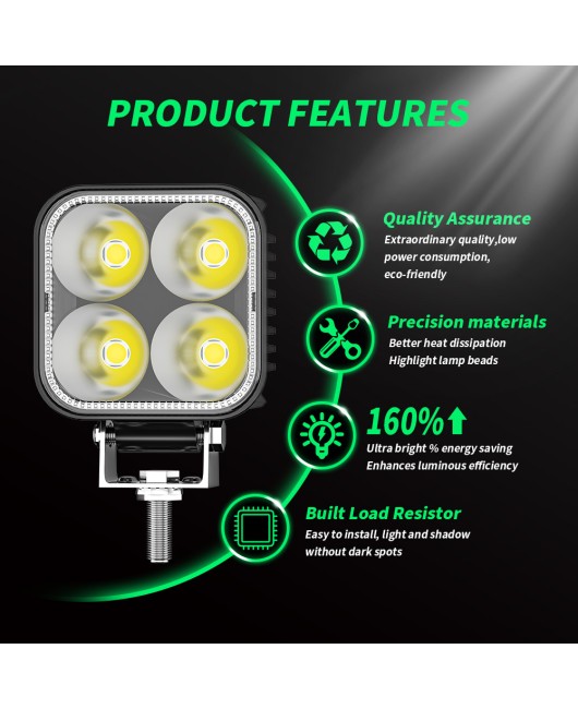 DXZ car LED work light always on+flashing 4LED spotlight 9-30V20W auxiliary light modified motorcycle headlight