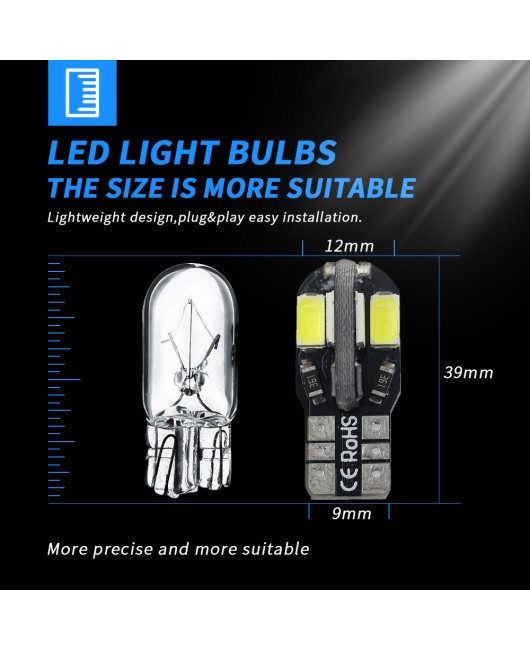 New Canbus decoding T10 5630/5730 8SMD width indicator light license plate light car LED bulb