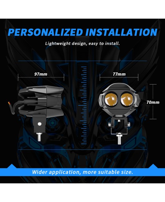 DXZ motorcycle LED spotlight external lens waterbird 2 lights modified dual strong light motorcycle ultra bright LED paving headlights