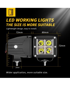 DXZ car LED work light 4LED small square light Wrangler off-road vehicle A-pillar spotlight motorcycle light