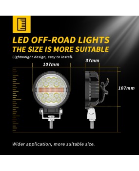 DXZ car LED work light 4-inch circular grille searchlight A-pillar off-road roof spotlight with DRL