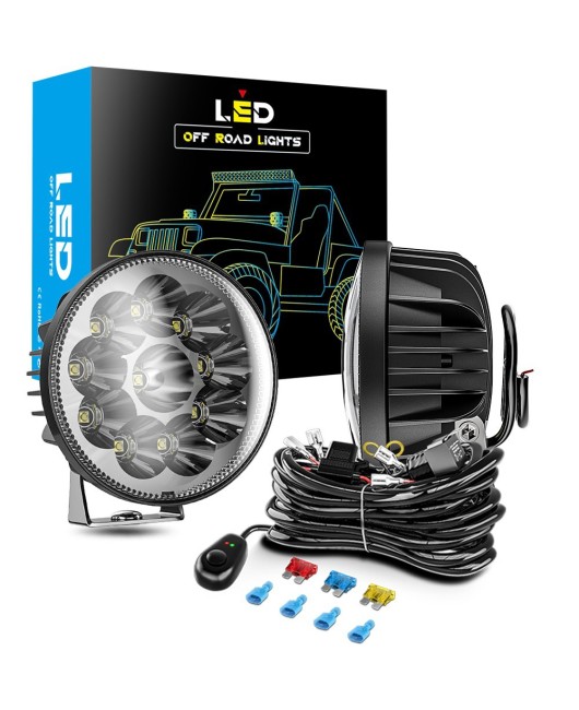 DXZ 4-inch circular car LED work light spotlight driving light 9-30V with wiring harness off-road spotlight set