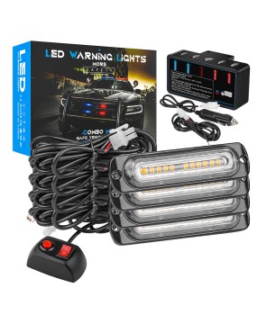 DXZ manual remote control with one to four flashing lights, 12LED * 4pcs medium grid grille lights, daytime running lights, and outdoor frequency