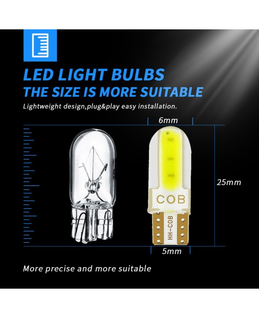 DXZ popular foreign trade W5W 168 T10 COB 3W width indicator light silicone license plate light crystal reading light