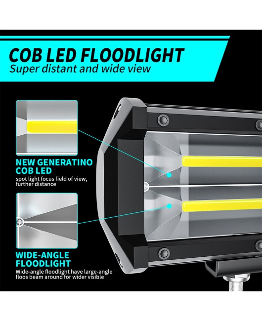 DXZ car LED strip light 5-inch 72W three mesh COB dual row spotlight LED work light driving fog light