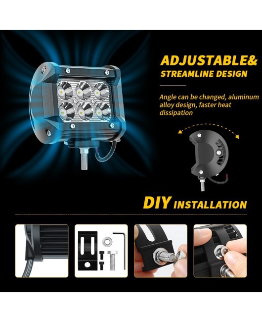 DXZ 4-inch LED strip light 6LED18W off-road driving light with control harness set LED work light