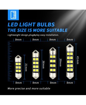 DXZ CANBUS 3030 decoding double pointed light 31MM 36MM 39MM 41MM LED roof reading light