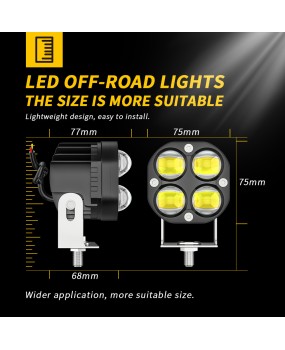 DXZ car LED work light 3-inch 40W5D white yellow dual color strong spotlight square spotlight motorcycle maintenance light